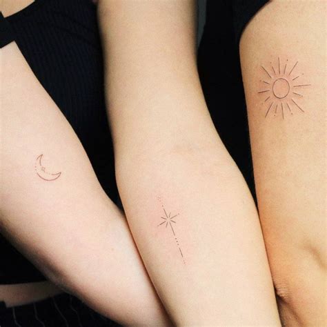 Matching Sun Moon And Star Tattoo For Best Friends