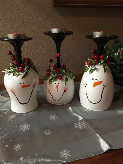 Snowman Wine Glass Candle Holder Christmas Wine Glass Candle