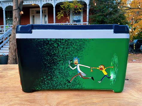 Rick And Morty Inspired Design Painted On The Back Of A Cooler