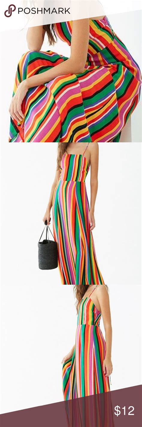 nwt rainbow striped maxi dress striped maxi dresses flowy maxi dress striped maxi
