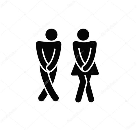 Funny Wc Restroom Symbols Vector Black Silhouette Premium Vector In