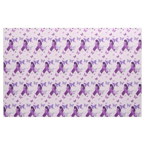 Lupus Awareness Ribbon With Butterfly Fabric