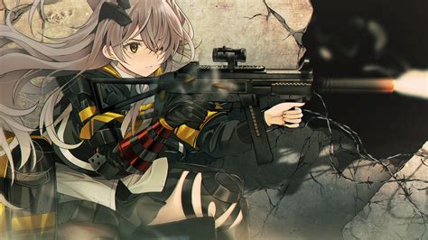 Girls Frontline Ump45 With Gun Near A Broken Wall 4k Hd Games