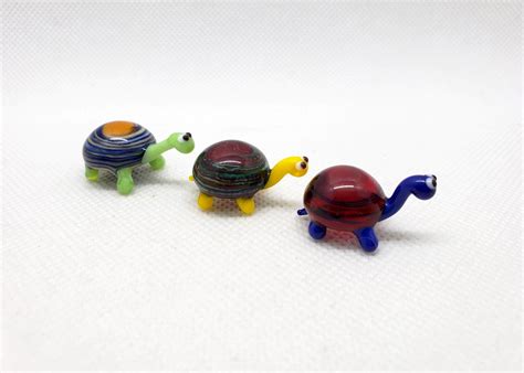 Glass Miniature Turtle Blown Glass Turtle Figurine Turtle Etsy