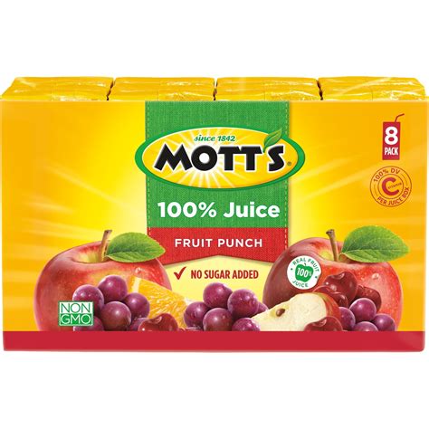 Motts 100 Fruit Punch Juice 675 Fl Oz Boxes 8 Count