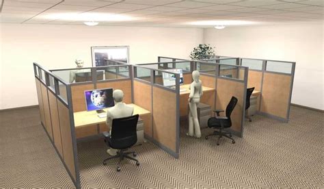 4 Person Office Divider Cubicle Walls Sapphire Cubicle System 5x5x65h