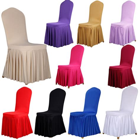 Wedding Banquet Chair Protector Slipcover Decor 10 Colors Pleated Skirt