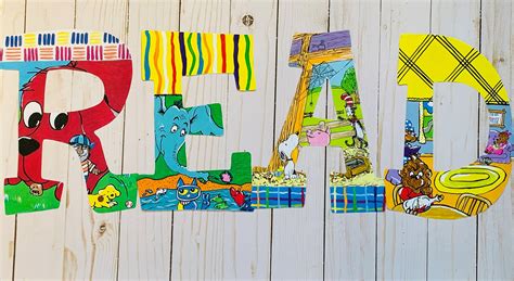 Storybook Laminated Read Letters Set Of 4 Etsy In 2021 Book Art