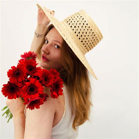 Macuria Natural Wide Brim Perforated Straw Hat By Washein