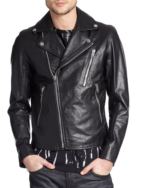 Lyst Diesel Leather Moto Jacket In Black For Men