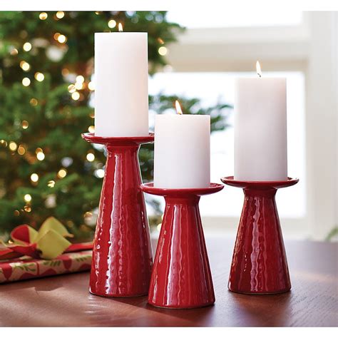 Cerise Red Short Pillar Candle Holder Red Pillar Candles Pillar