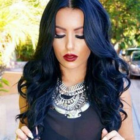 Black Full Head Clip In Extension 24 Inches Blue Black Hair Color