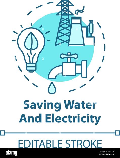 Saving Water And Electricity Concept Icon Responsible Resource