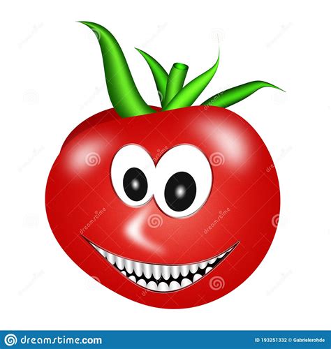 Happy Tomato With A Funny Face Isolated On White Background Stock