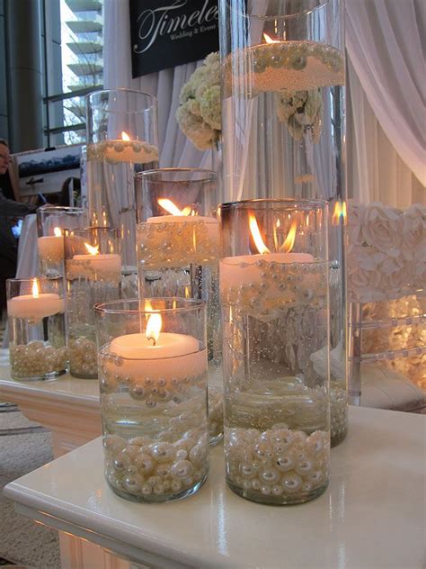 Elegant Diy Pearl And Candle Centerpieces Wedding Table Centerpieces Wedding Centerpieces