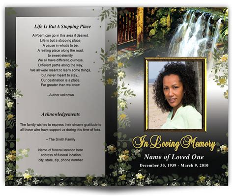 Serene Letter Single Fold Program Template The Funeral Program Site