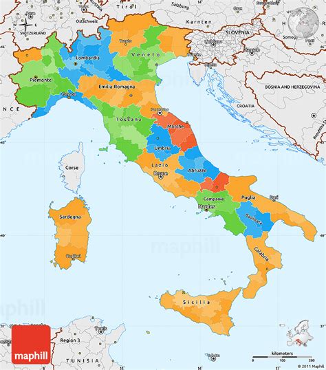 Political Simple Map Of Italy Single Color Outside Borders And Labels