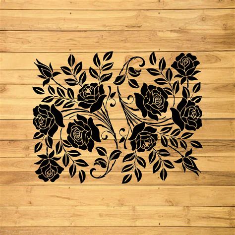 Rose Pattern Tooled Leather Svg Western Tooled Leather Svg Etsy