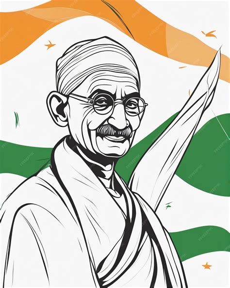 Premium Ai Image Mahatma Gandhi Art Illustration Indian Flag Concept