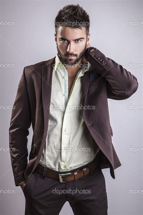 Elegant Young Handsome Man Studio Fashion Portrait Stock Photo By