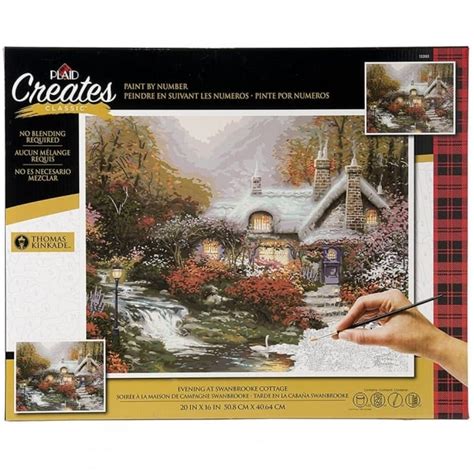 Plaid Thomas Kinkade Evening At Swanbrooke Cottage Paint By Numbers