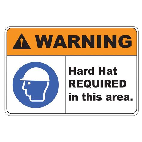 Rectangular Plastic Warning Hard Hat Required Safety Sign Pse 0084