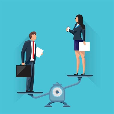 Premium Vector Businesswoman On Scales With Businessman