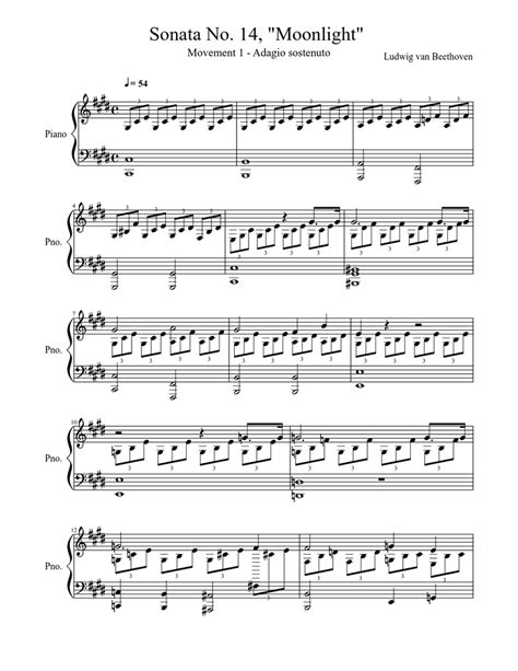 Sonata No 14 Moonlight Sheet Music For Piano Download Free In Pdf Or Midi
