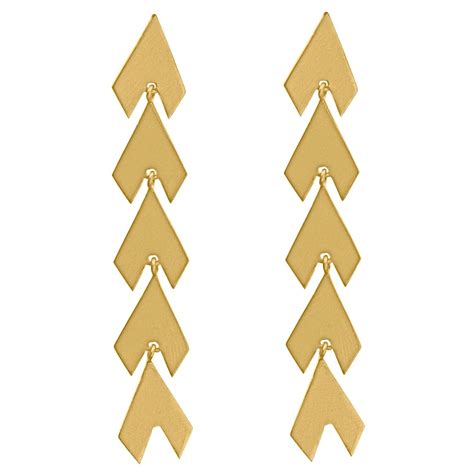 Timeless Gold Plated Brass Teardrop Shaped Motif Greek Drop Earrings