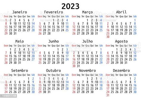 Ilustración De Calendario 2023 Portugués Domingo Y Más Vectores Libres