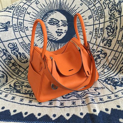 Discount Hermes Lindy Bag 26cm Orange Tc Calfskin Leather Womens Tote