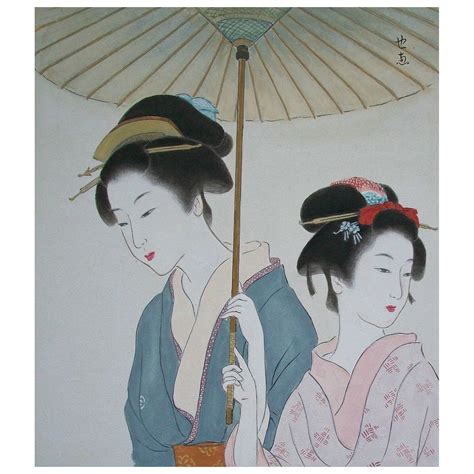 Early 20th Century Japanese Geisha Painting In Gilt Wood Frame At 1stdibs