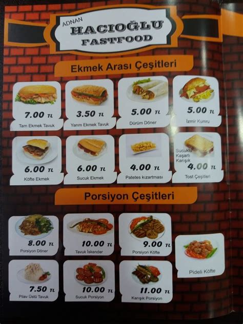 Adnan Hacıoğlu Fast Food Yorumlar Fotoğraflar çalışma Saatleri 🍴
