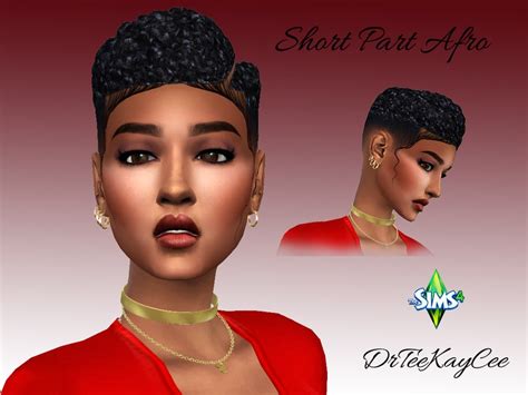 The Sims Resource Short Parted Afro Hair Retextured By