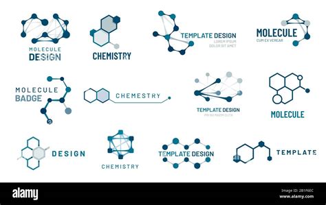Hexagonal Molecule Badge Molecular Structure Logo Molecular Grids And
