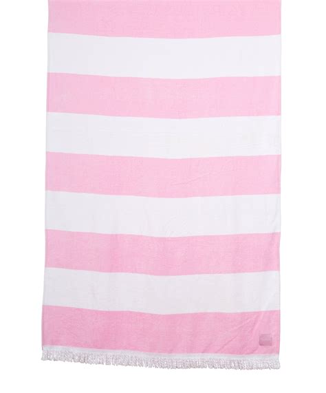 Light Pink And White Striped Beach Towels With Fringe Striped Beach Towel Beach Towel Pink White