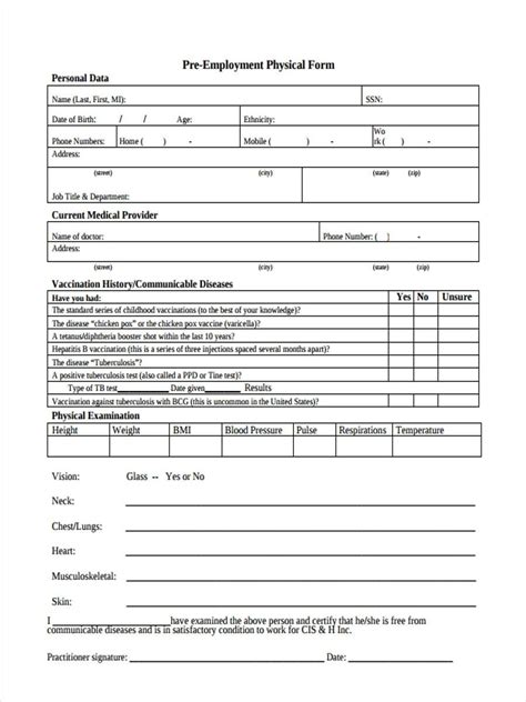 Printable Tb Test Form For Employment