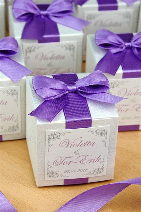 Lavender Wedding Bonbonniere Personalized Favor Box With Etsy