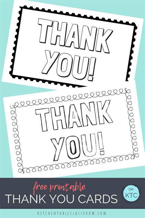 Printable Thank You Cards For Kids The Kitchen Table Classroom