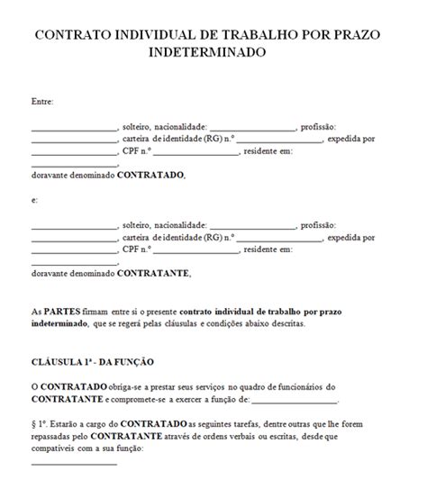 Contrato Individual De Trabalho Modelo Word E Pdf Download 2022