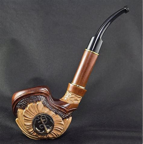 Anchor Handcarved Pear Tobacco Smoking Pipe For 9mm Filter