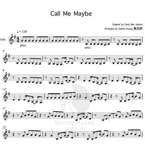 Carly Rae Jepsen「call Me Maybe」 Kathie Violin Sheet