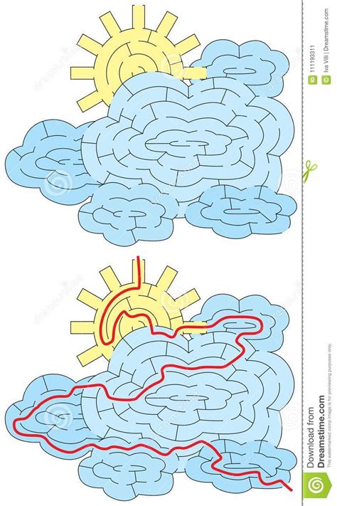 Easy Sun And Clouds Maze Stock Vector Illustration Of Education