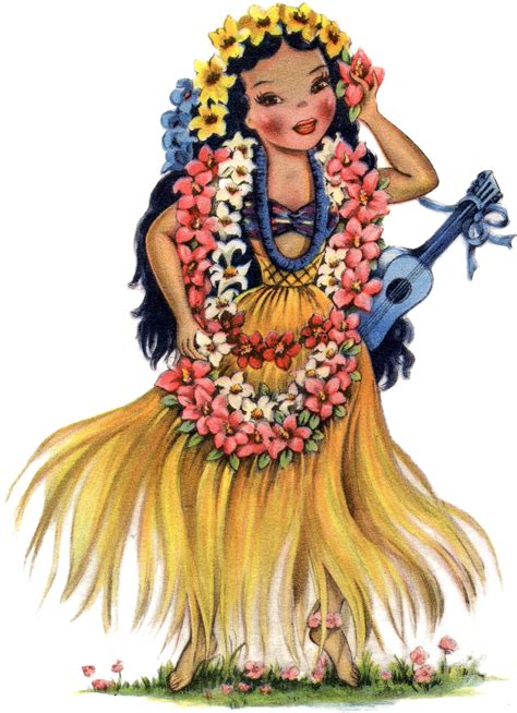 Retro Hawaiian Doll Image The Graphics Fairy