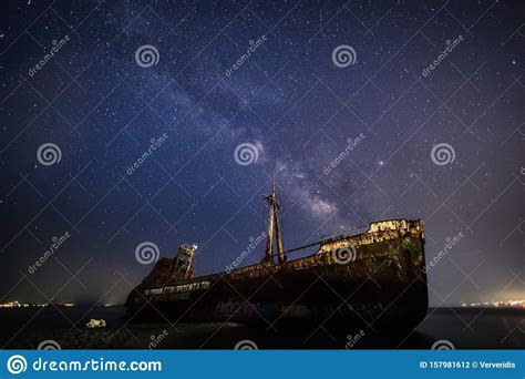 The Milky Way Above The Dimitrios Shipwreck In Gythio In The