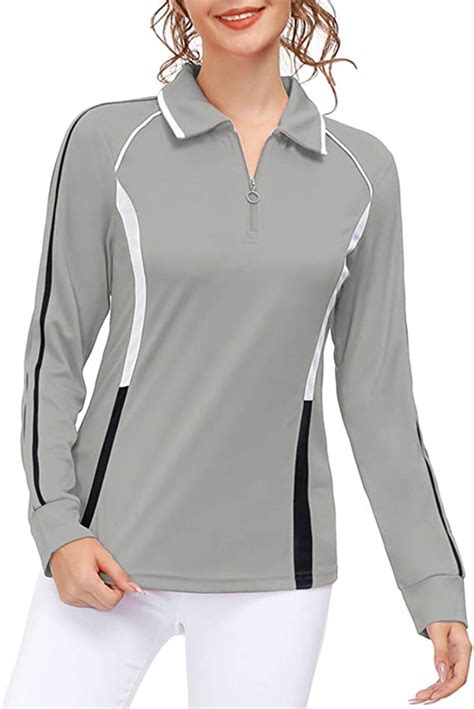 Women Long Sleeve Moisture Wicking Sport Golf Polo Shirt Tops Wf Shopping