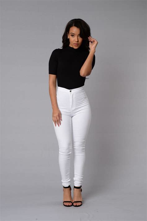 Fashion denim jeans for girls. Super High Waist Denim Skinnies - White | Best jeans for ...