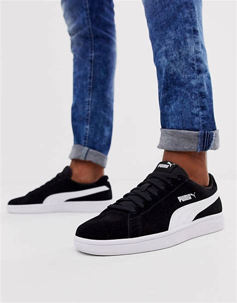 Puma Smash V2 Suede Trainers In Black Asos