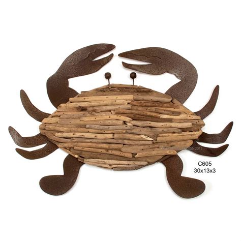 Driftwood Crab Metal Wall Art C605