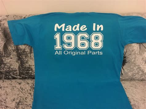 Made In 1968 All Original Parts Personalized T Shirts Mens Tshirts